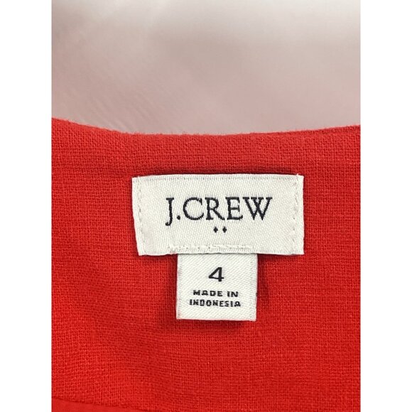 J Crew Red Linen Vest Button Old Money Classic Sz 4 - Picture 2 of 4